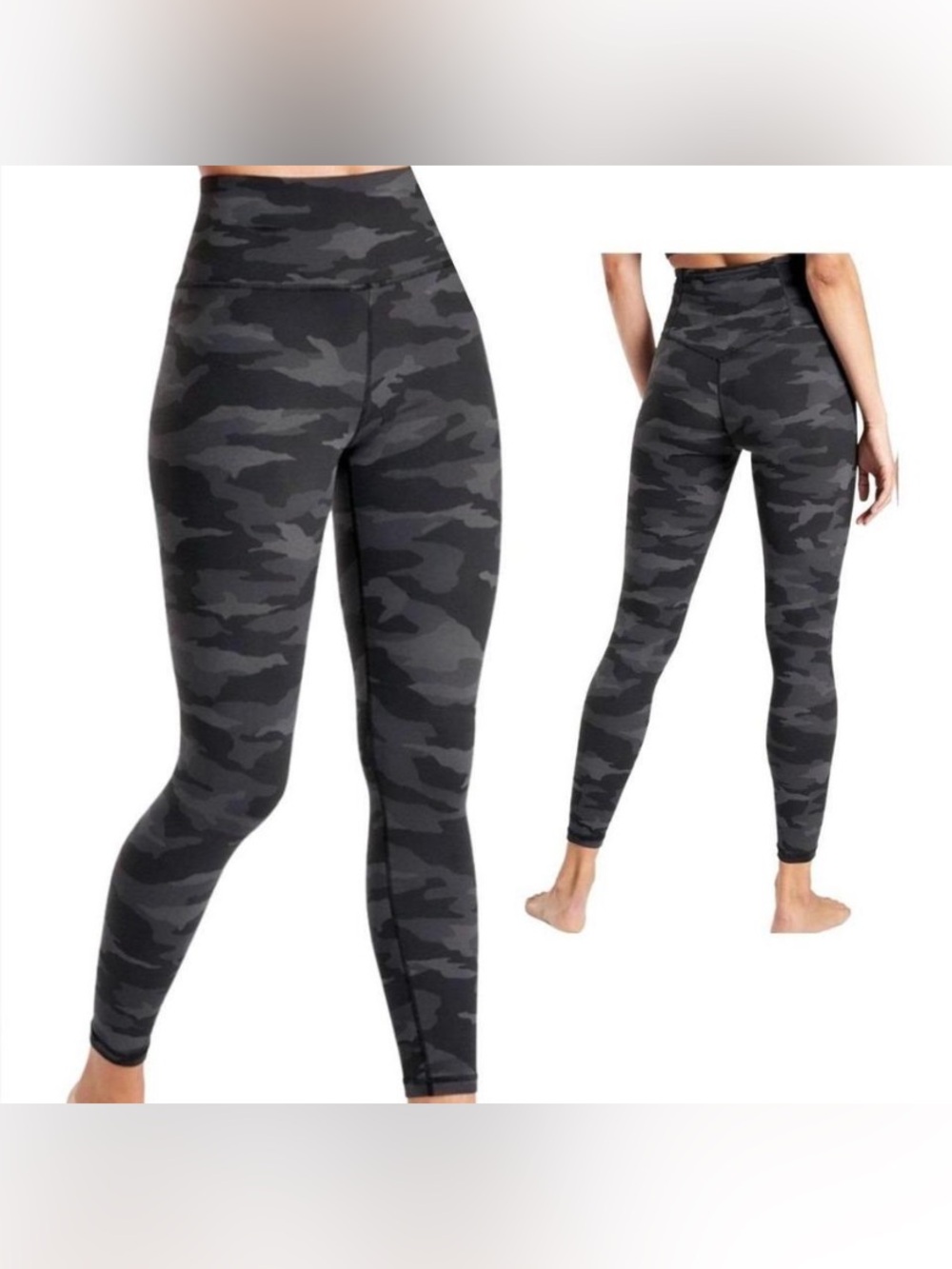 Athleta Elation Camo 7/8 Tight Leggings Womens Small Black Yoga Gym